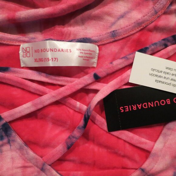 No Boundaries Pink and Black Tie-Dye Short Sleeve Tee - Picture 2 of 3